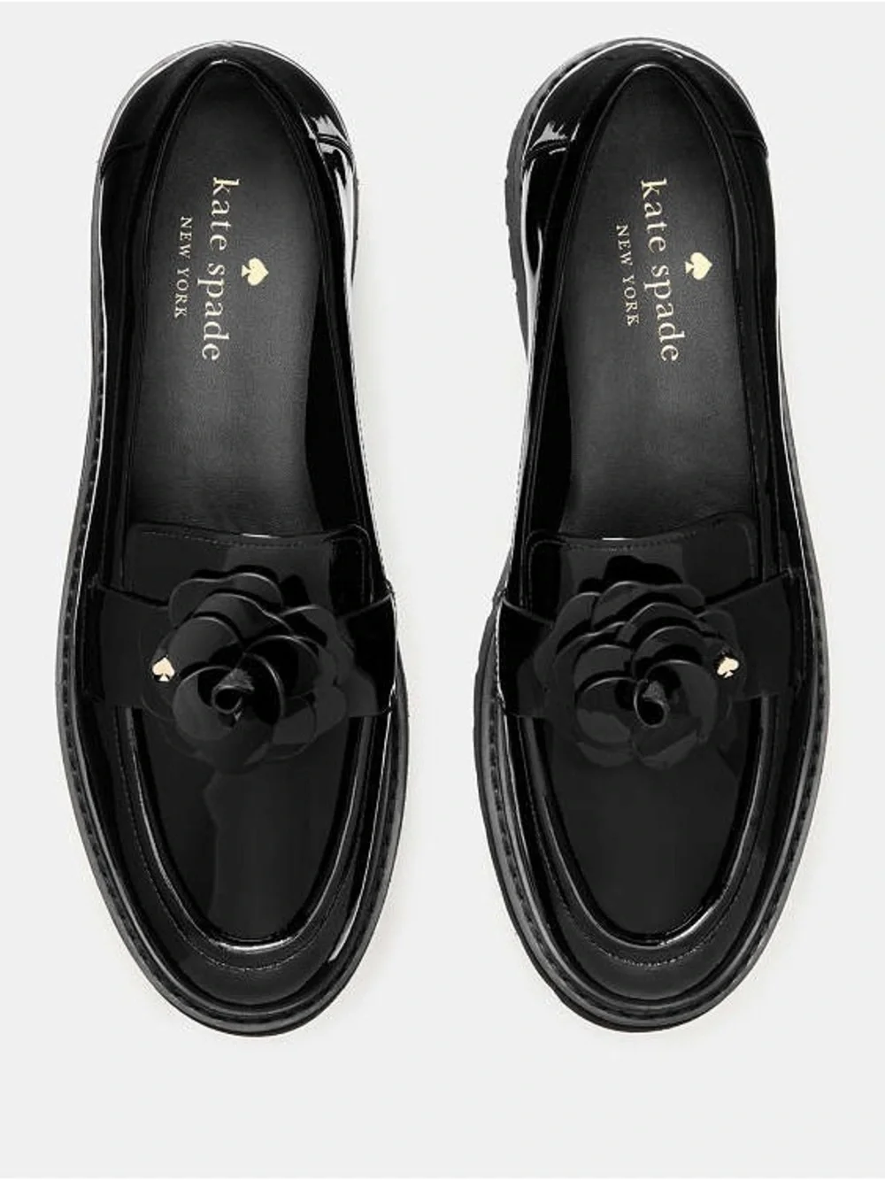 New kate spade Black Flora Lug Loafer